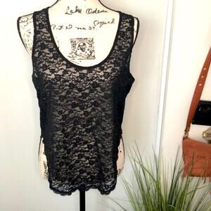 Victoria's Secret Black Lace Tank Top Size Medium